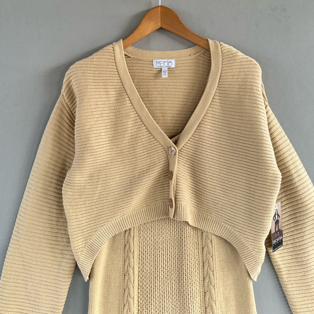NWT Sofia Vergara beige sweater dress and cardigan set, size L - Picture 8 of 16